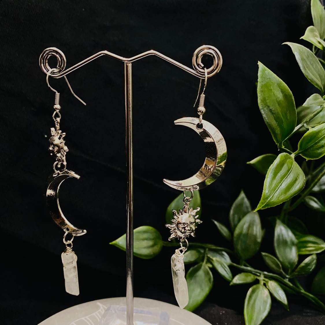 Dashed Crescent Moon Earrings, Silver – Midnight Pacific Studio